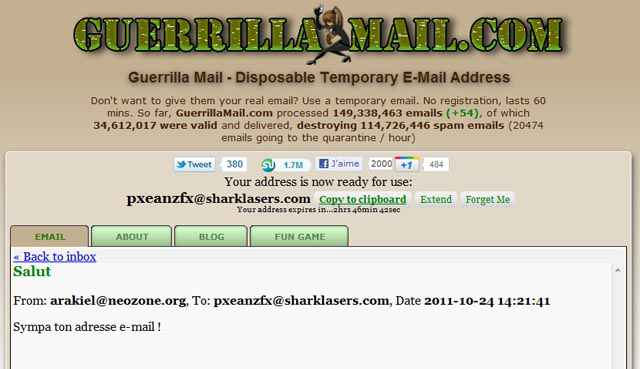 Créer une adresse mail temporaire avec « Guerrillamail »