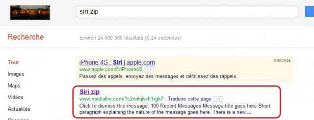 Siri.zip sur Google