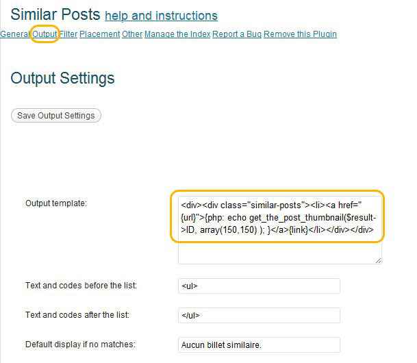 vignette | Option Output Settings de Similar Posts