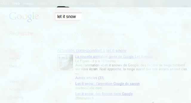 Let it snow dans la barre de recherche de Google