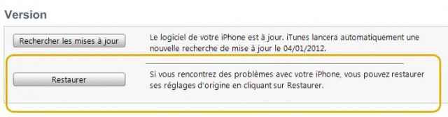 Restaurer iphone en mode usine