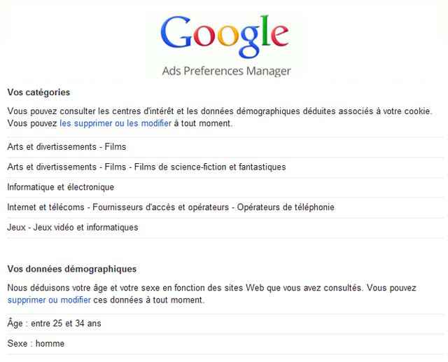 Votre profil et votre âge selon Google