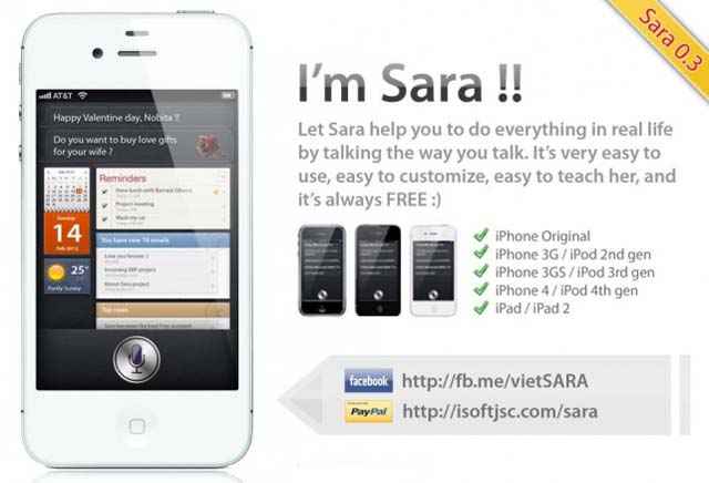 Sara - Une alternative à Siri pour iPhone, iPad et iPod