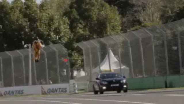 Un Jet Pack défie une voiture de course sur le circuit d’Albert Park