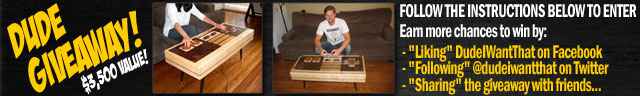 Jouez et tentez de remporter une table basse en forme de manette Nintendo en bois