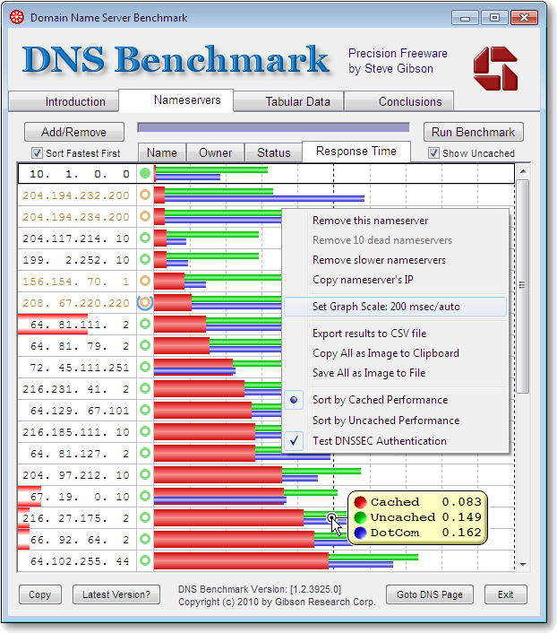 DNS Benchmark - Trouver le serveur de DNS le plus rapide