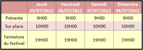 Horaires