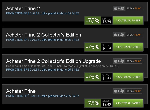 Promo Steam | -75% sur Trine 1 & 2 et Portal 2