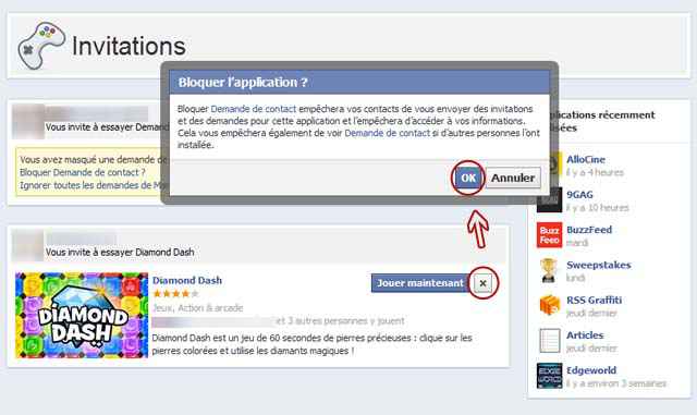 Facebook - Bloquer définitivement les invitations d'applications (App Center)