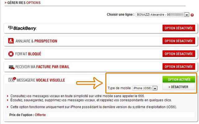 activer messagerie iphone