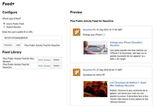 Des ingénieurs de Google Développent un outil pour générer des flux RSS à partir de Google Plus (Feed+)