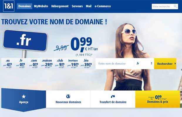 Un nom de domaine en .fr ou en .com à moins d'1 euro !