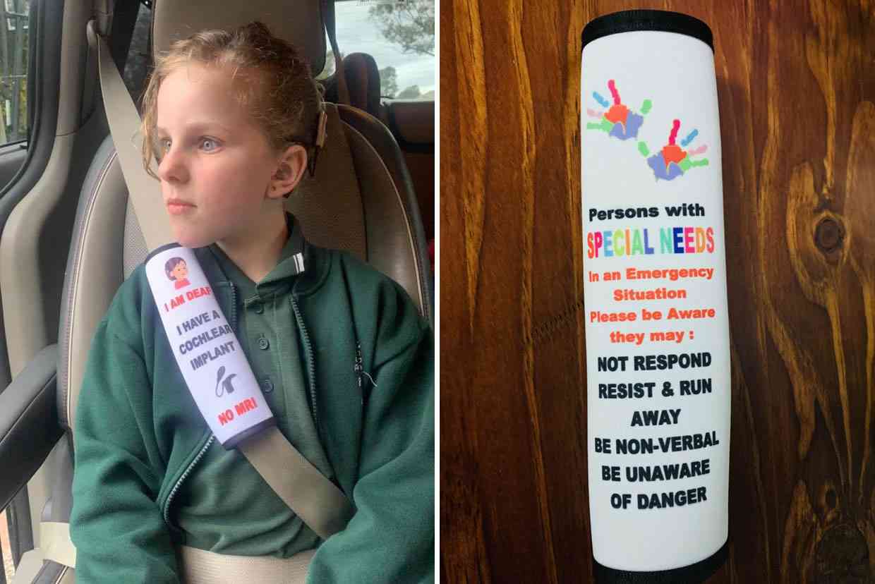 Elle invente une housse de ceinture de sécurité pour informer les secouristes que la personne souffre d'un handicap