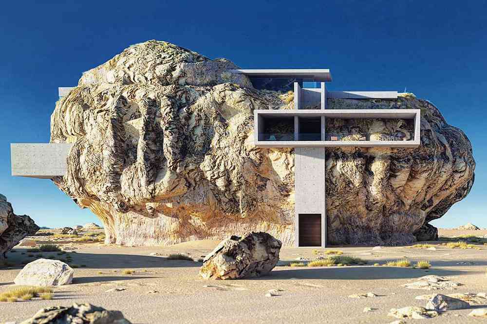 Ce designer veut construire une villa en béton à l’intérieur d'un rocher
