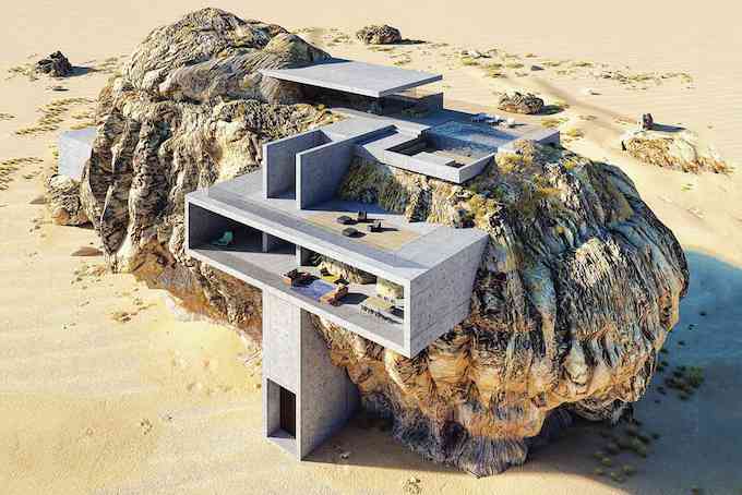 Ce designer veut construire une villa en béton à l’intérieur d'un rocher