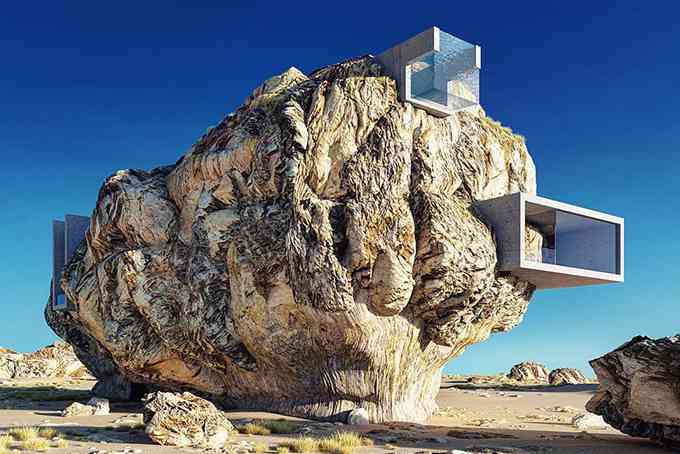 Ce designer veut construire une villa en béton à l’intérieur d'un rocher