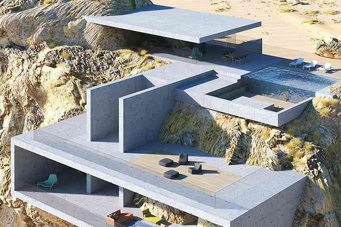 Ce designer veut construire une villa en béton à l’intérieur d'un rocher