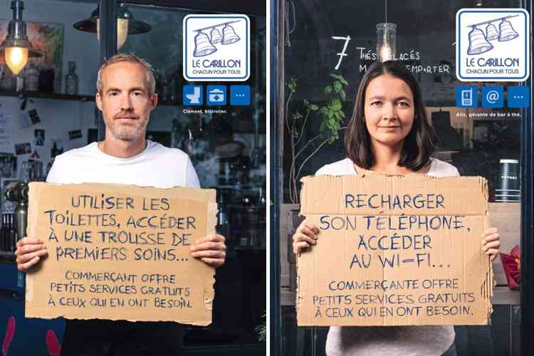 Le Carillon, l'association de 500 commerçants offrant des services gratuits aux personnes sans domicile