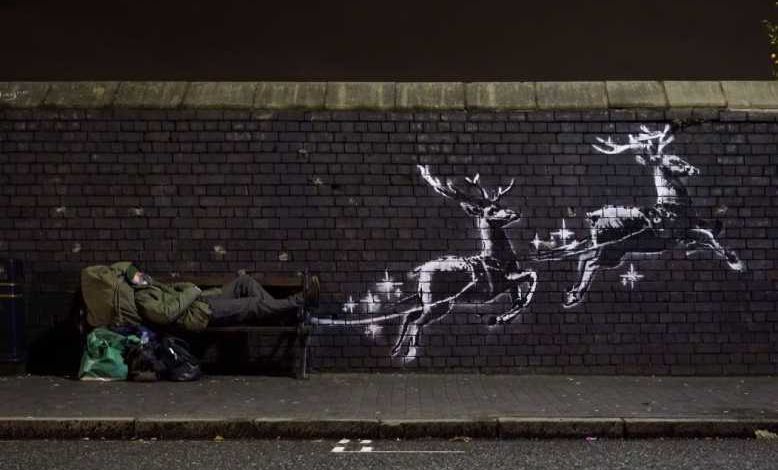 Royaume-Uni : Une oeuvre de Banksy pour alerter sur la situation des sans-abris