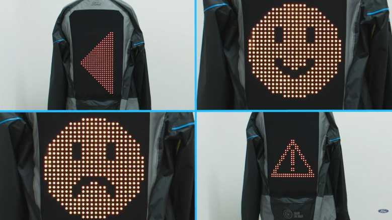 Ford équipe les cyclistes de vestes à LED qui affichent l'humeur... et le changement de direction !