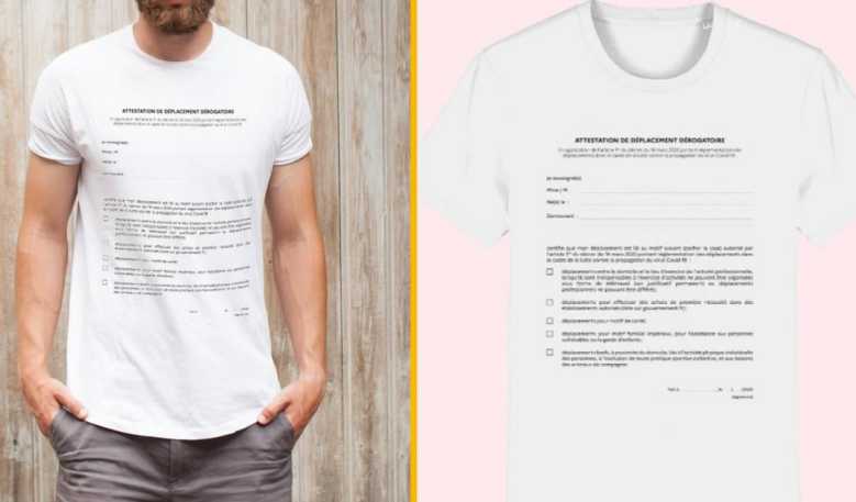 Coronavirus : l’attestation de déplacement imprimée sur des T-shirts