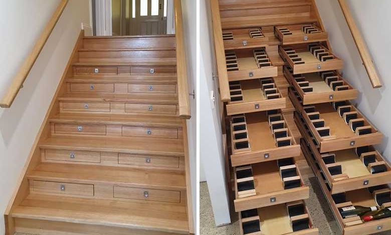 Insolite : Un australien transforme son escalier en cave à vin... C'est juste parfait pour optimiser cet espace souvent vide !