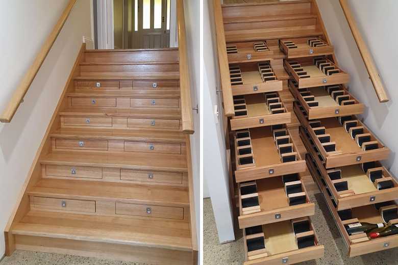 Insolite : Un australien transforme son escalier en cave à vin... C'est juste parfait pour optimiser cet espace souvent vide !