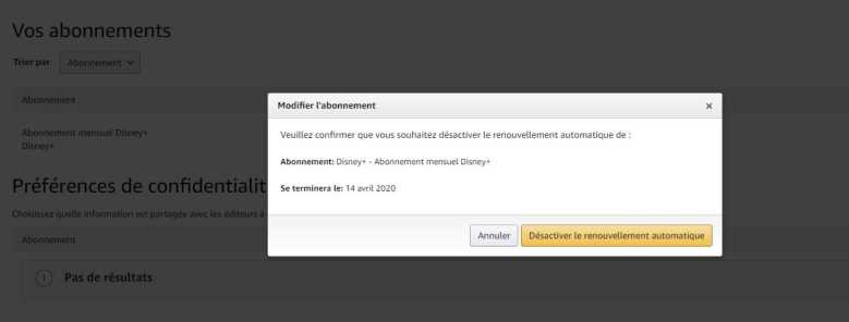 Comment résilier l'abonnement de Disney+ souscrit avec Amazon