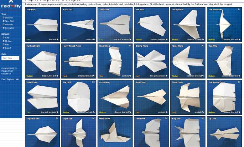 Voici 44 modèles d’avions en papier différents, avec toutes instructions pour les plier