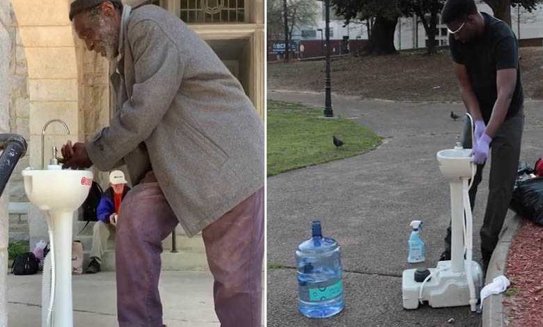 Un ancien SDF installe des lavabos temporaires dans les rues... Pour aider les sans-abris à se protéger de l’épidémie!