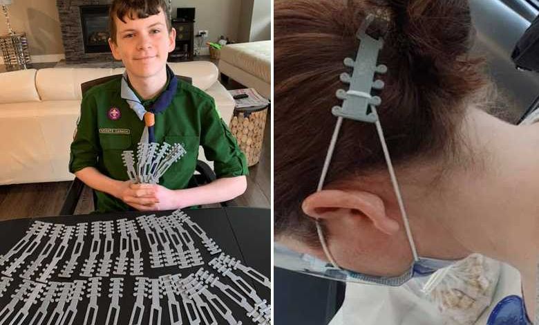 Un jeune canadien de 12 ans invente un protège-oreilles imprimable en 3D pour soulager la douleur des soignants qui portent des masques toute la journée
