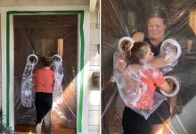 Une petite fille de 10 ans invente un rideau à câlins pour serrer ses grands-parents dans ses bras