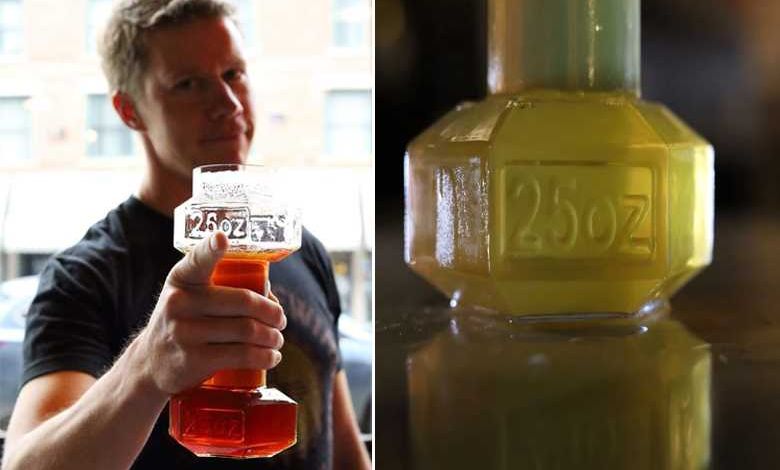 Insolite : le verre à bière en forme d'haltères