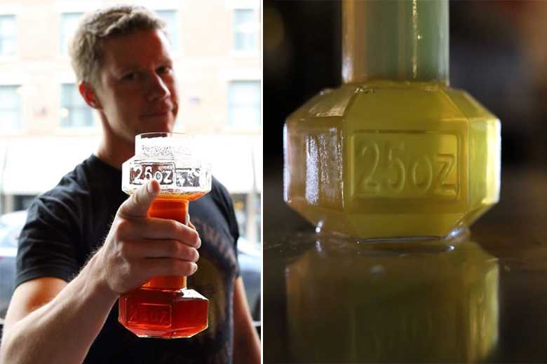 Insolite : le verre à bière en forme d'haltères