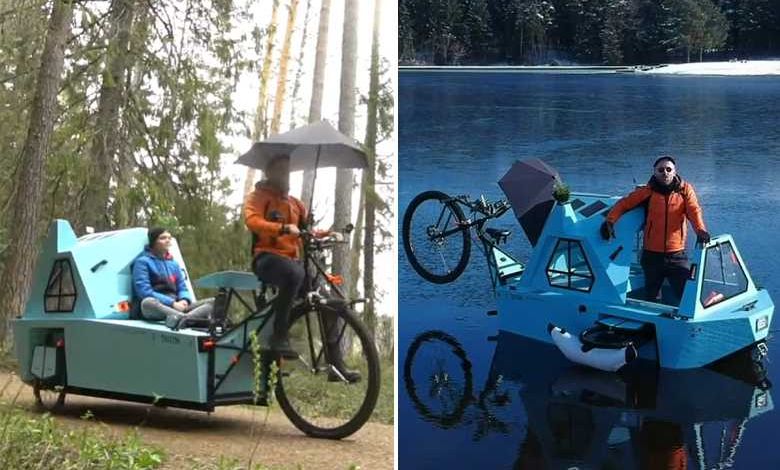 Z-Triton , un vélo insolite qui se transforme en bateau ou en caravane !