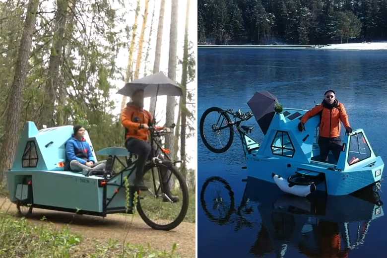 Z-Triton , un vélo insolite qui se transforme en bateau ou en caravane !
