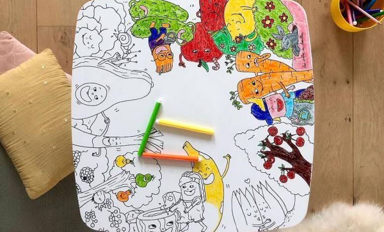Coloritable : une table à colorier éco-responsable ! Parce que dessiner sur du papier, c'est démodé !