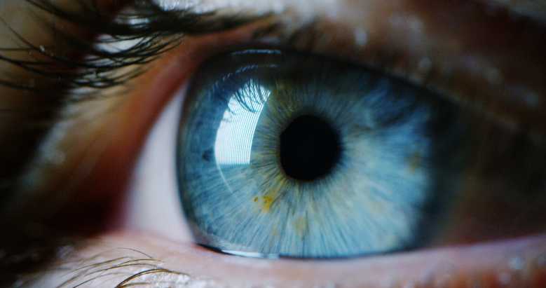 Un œil bleu féminin