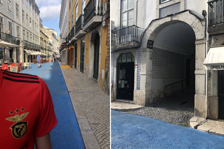 Lisbonne : les rues piétonnes se teintent d'un bleu azur... étonnant et plutôt détonnant !