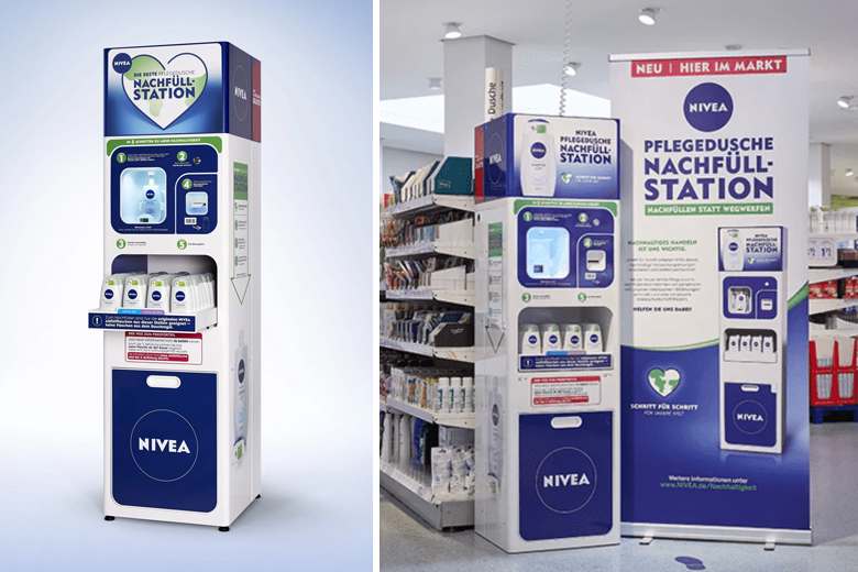 Nivea propose des bornes de recharge de gels douche pour limiter la consommation de plastique