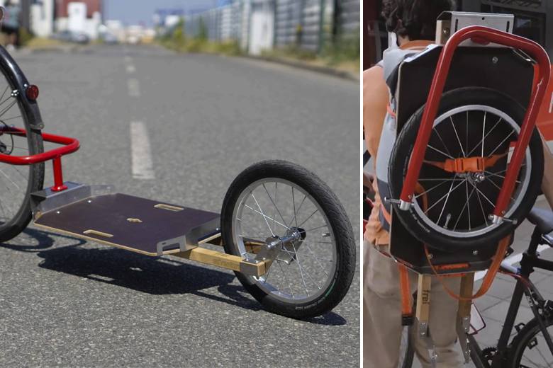 Caméléon, une ingénieuse remorque à vélos "pliable" qui s'emporte partout !