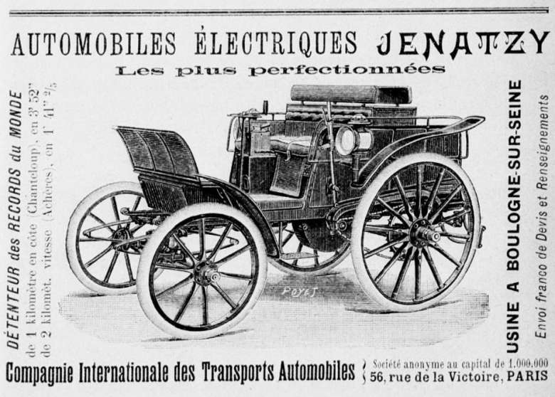 Publicité Automobiles électriques Jenatzy (1899)