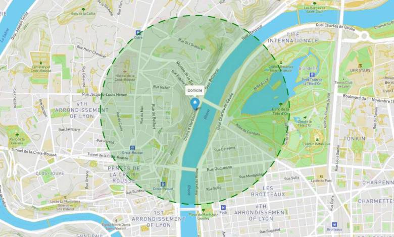 Comment connaître votre périmètre de 1 km autorisé pour l'heure quotidienne de sortie ?