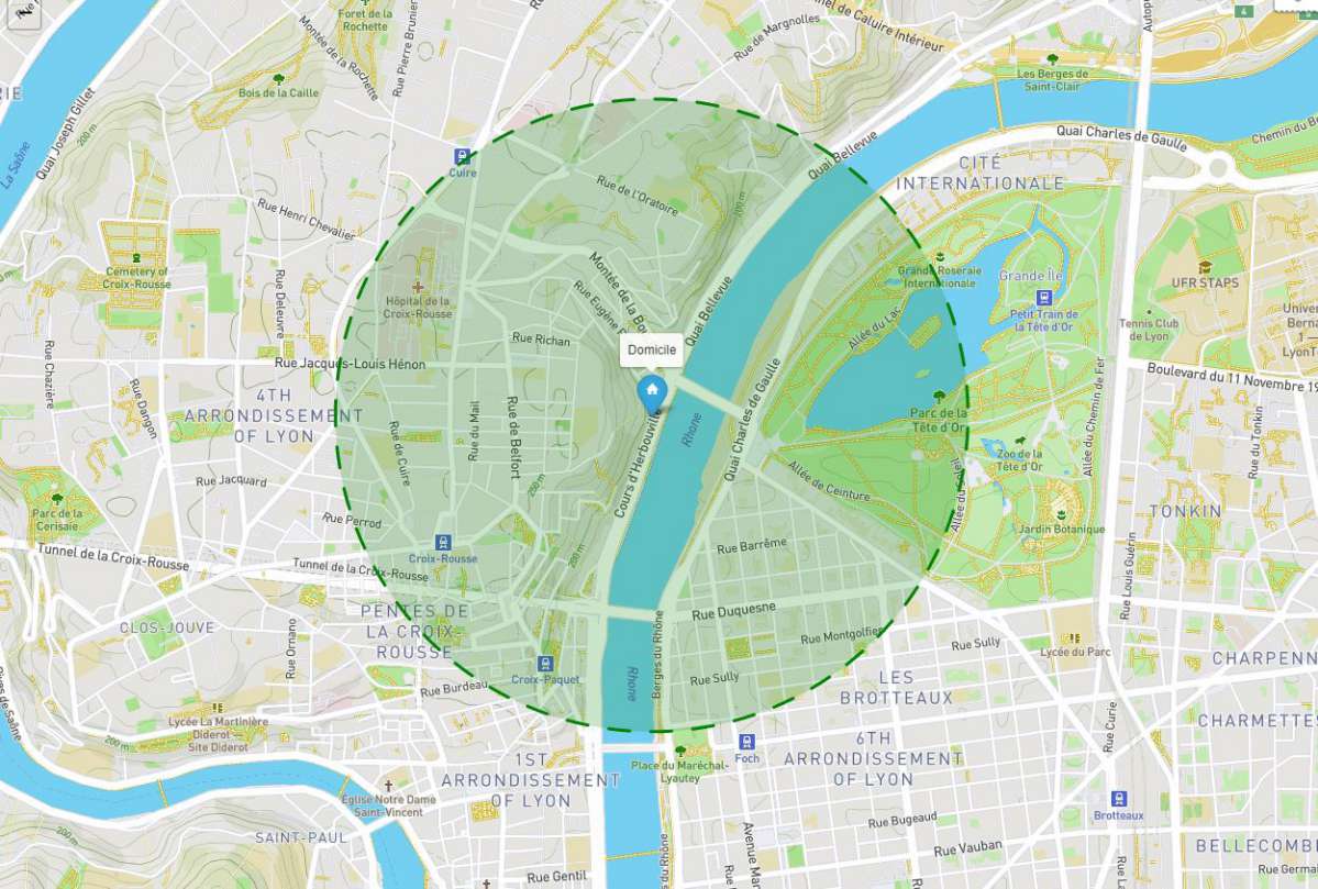 Comment connaître votre périmètre de 1 km autorisé pour l'heure quotidienne de sortie ?