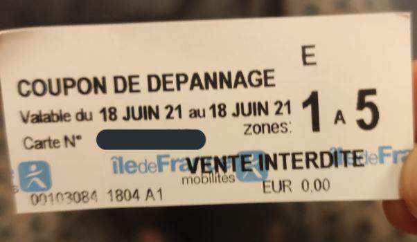 Le fameux coupon de dépannage "droit à l'oubli" de la RATP