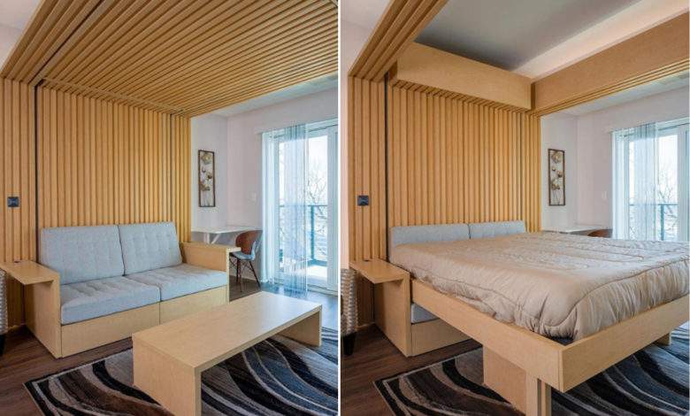 Ce lit disparaît littéralement au plafond, parfait pour les petits espaces !