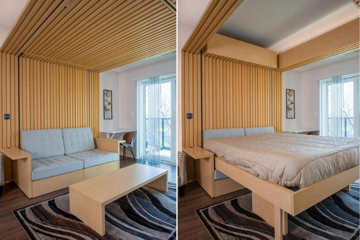 Ce lit disparaît littéralement au plafond, parfait pour les petits espaces !
