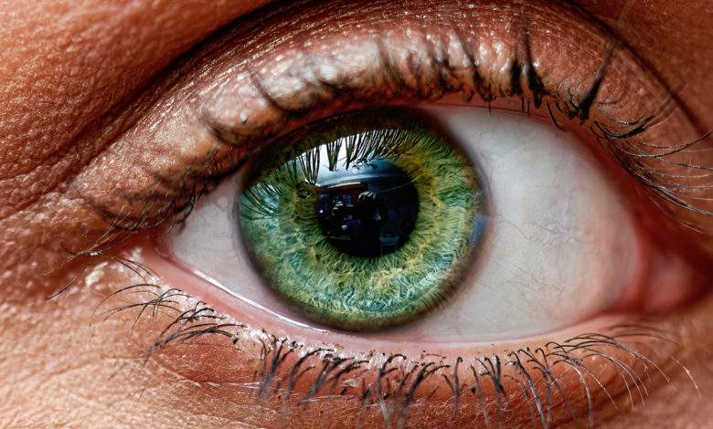 Un œil vert de femme