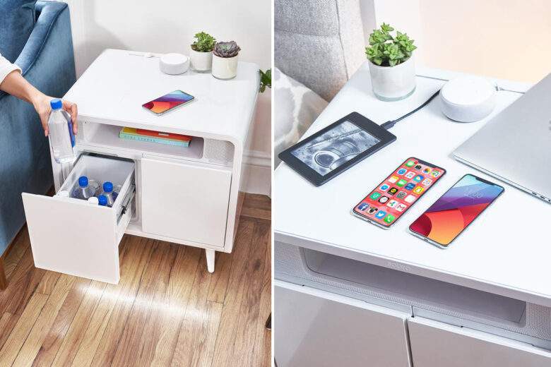 Sobro Smart Side Table, une mini table de chevet avec frigo intégré