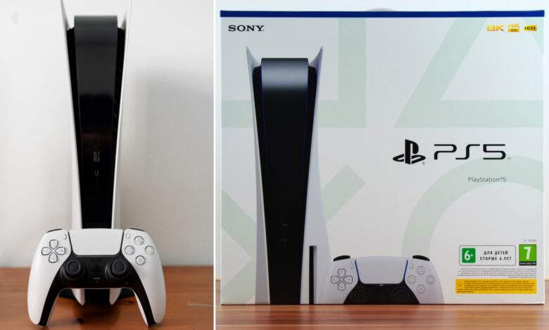 La boite, la console et la manette DualSense PS5